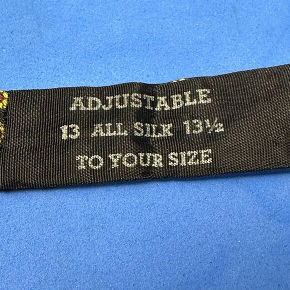 Vintage London Beau Silk Bow Tie Black Red Yellow Geometric Medallion Made USA - Picture 11 of 13